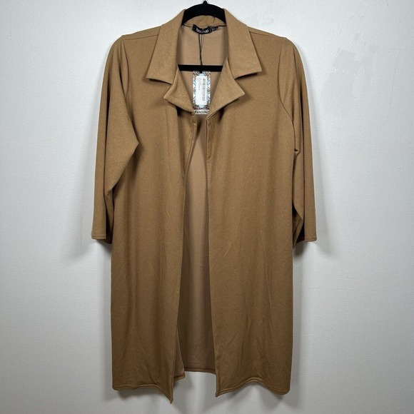 Boohoo Sweaters - NWT Boohoo Woven Pocket Duster Coat Long Light Pocket Camel Womens Size 12